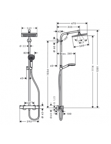 Selector De Ducha Vidrio Hansgrohe Termostato 2 Salidas Empotrado Digital  Blanco Cromo